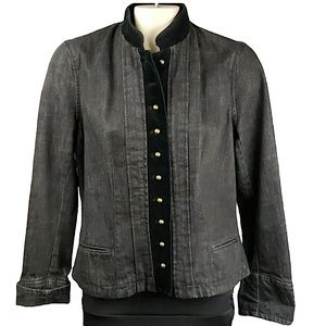 LAUREN RALPH LAUREN: Vintage Velvet Black Button-Up Jean Jacket - Size Large